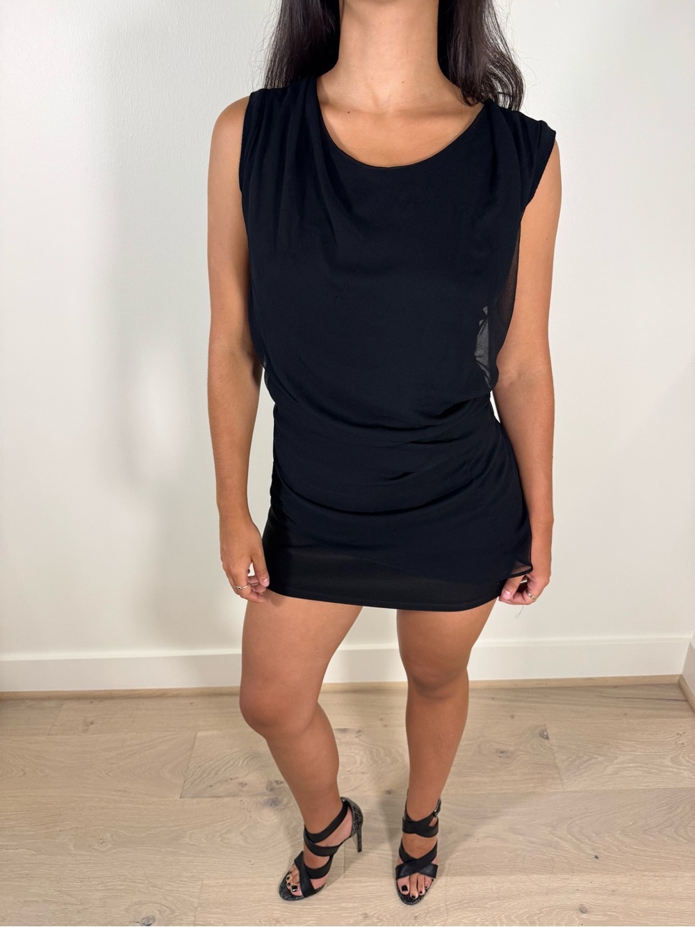 Simply Vera Vera Wang Black Draped Sleeveless Tank Dress
